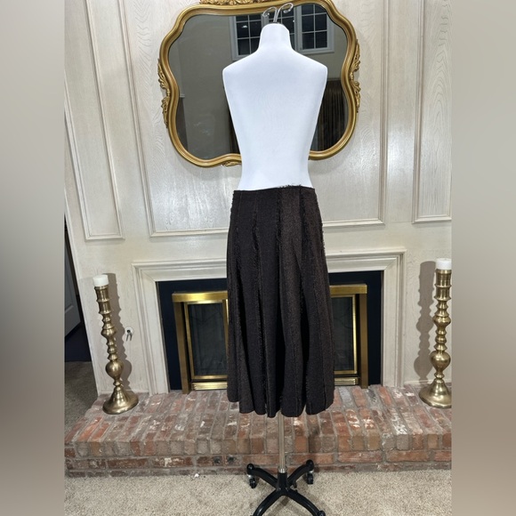 Multiples NWT Brown Textured A-Line Midi Skirt Size 14 | Frayed Seam Panels - Picture 6 of 10